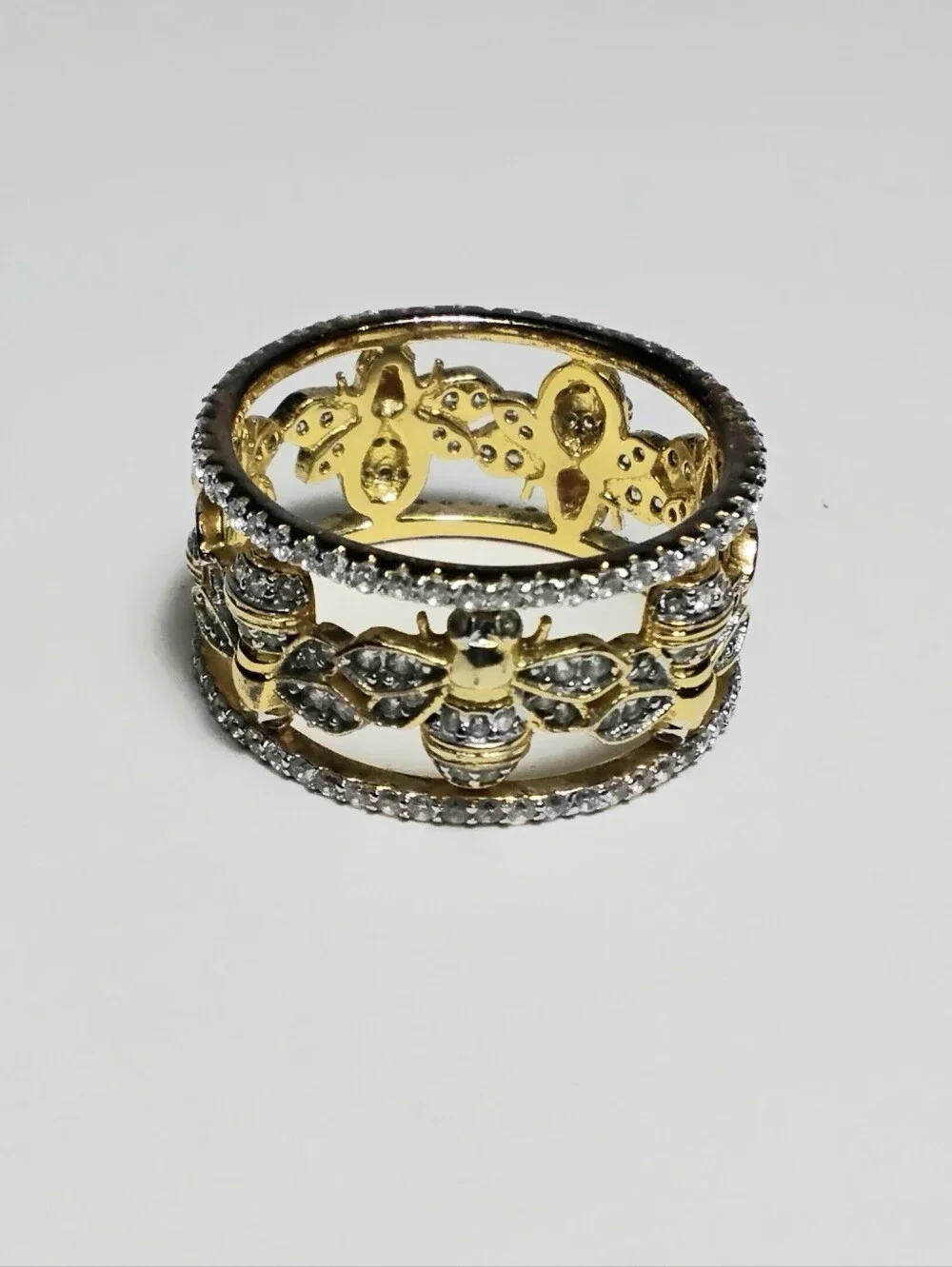 925 Silver Bumble Bee Ring Sz 9